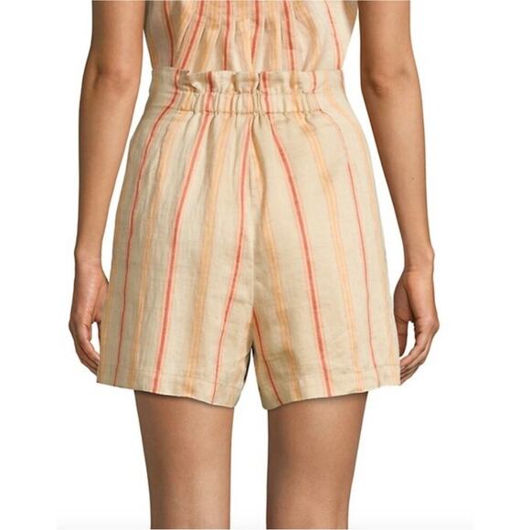 NWT Joie Maelina Linen Striped Paperbag High Waist Shorts in Porcelain - Size M - Picture 2 of 8